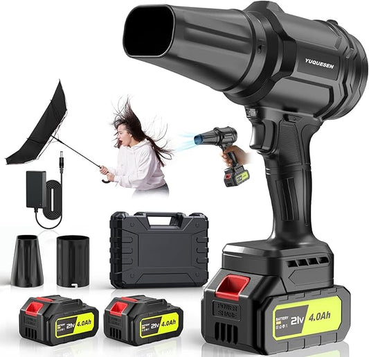 Cordless Leaf Blower, 600000RPM Handheld Leaf Blower with 2 X 4.0Ah Batteries & Charger, Lightweight Leaf Blowers for Patio Cleaning, Lawn Care, Leaves, Dust