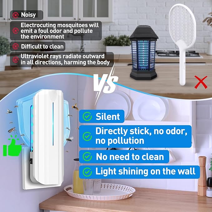 Fruit Fly Traps for Indoors, 2 Devices with 20 Refills Indoor Fly Trap for Home, Flying Insect Trap, Moth Gnat Traps for House Indoor Plug in Mosquito Bug Zapper with 9w Blue & UV Light