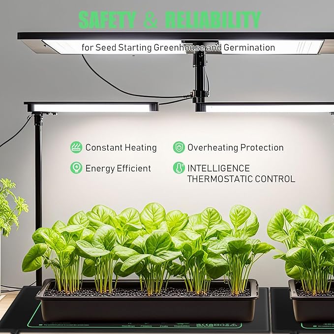 ROCEEI 2 Pack Seedling Heat Mat with Digital Thermostat Controller 10 x 20.75 Inch Waterproof Plant Seedling Heat Mat for Germination, Hydroponics, Brewing, Breeding, Indoor Gardening and Greenhouse