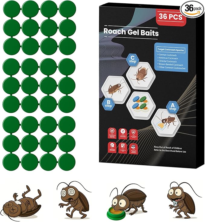 36 Pack Roach Killer Indoor Infestation Roaches Gel Bait Stations, Powerful Cockroach Killer Indoor Home for Roach Infestation, Long-Lasting & Effective Cockroach Gel Bait, Easy to Use & No Mess