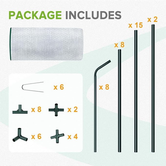 EAGLE PEAK Tunnel Greenhouse Garden Green House with Roll-Up Zipper Doors, Portable 96"x36"x36", Bubble Film Cover, White