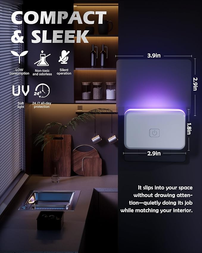 Fruit Fly Traps for Indoors (1 Device+10 Refills) Plug in Fly Trap for Gnats, Fruit Flies, Flying Insects Sleek Design Indoor Safe