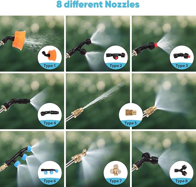 Battery Powered Backpack Sprayer, 4.2 Gallon Electric Sprayer for Weed Fertilizer Cleaning Watering, 80PSI Adjustable Pressure Lawn & Garden Sprayers with Telescopic Wand 8 Nozzles 2.6AH Battery