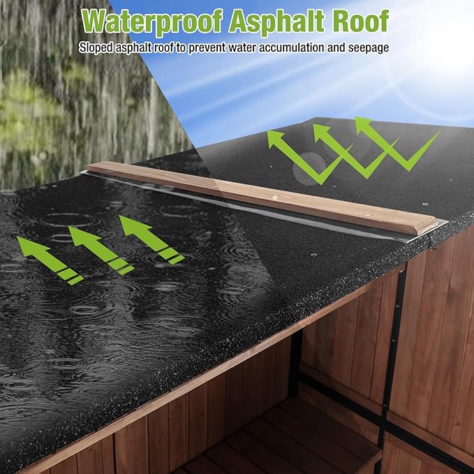 Outdoor Storage Shed Large Cabinet with Strong Metal Frame,Wooden Tool House with Adjustable Shelfs, House Garden Shed for Backyard Garden Patio Lawn