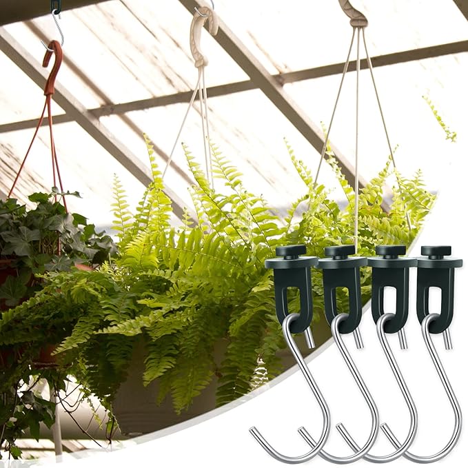 Ripeng 100 Pieces Greenhouse Hooks Hanger Twist Clips Greenhouse Fixing Clips with Stainless Steel S Hooks for Outdoor Garden Hanging Plants Plastic Insulation Netting Shading