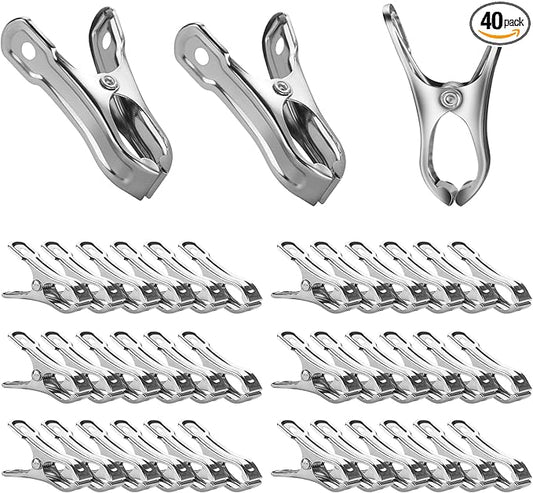 40 PCS Garden Clips, Heavy Duty Stainless Steel Greenhouse Clamps, Greenhouse Clips for Netting, Have a Strong Grip to Hold Down The Shade Cloth or Plant Cover on Garden Hoops or Greenhouse Hoops