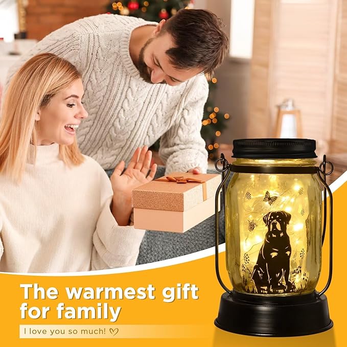 Rottweiler Gifts for Women/Men Rottweiler Solar Lanterns Dog Mom Birthday Dog Lovers Lantern Pet Loss Pet Memorial Lights, Solar Garden Decoration Outside for Yard, Patio,Backyard,Porch