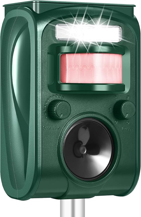 Cat Repeller Outdoor - Ultrasonic Animal Repeller Solar Powered - Waterproof Squirrel Repellent,Raccoon Deterrent with Motion Activated,Repels Dog,Rabbit,Fox,Bird for Farm Yard Protection