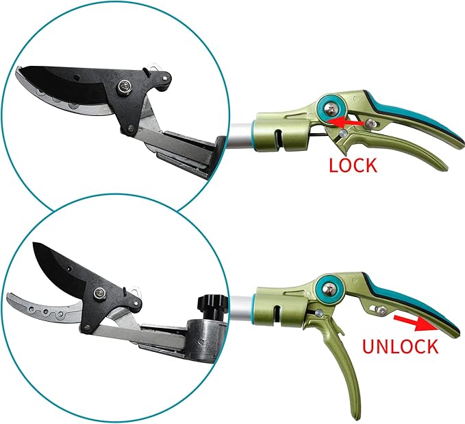 GARTOL Pruner for Garden, Cut Upto 1 Inch & Hold Telescopic Pole Pruner, Fruit Picker with Rotating Blade Head, Lightweight Aluminum Extendable Handle for Tree Branch Cutter, 3.67-5.45 FT, Silver