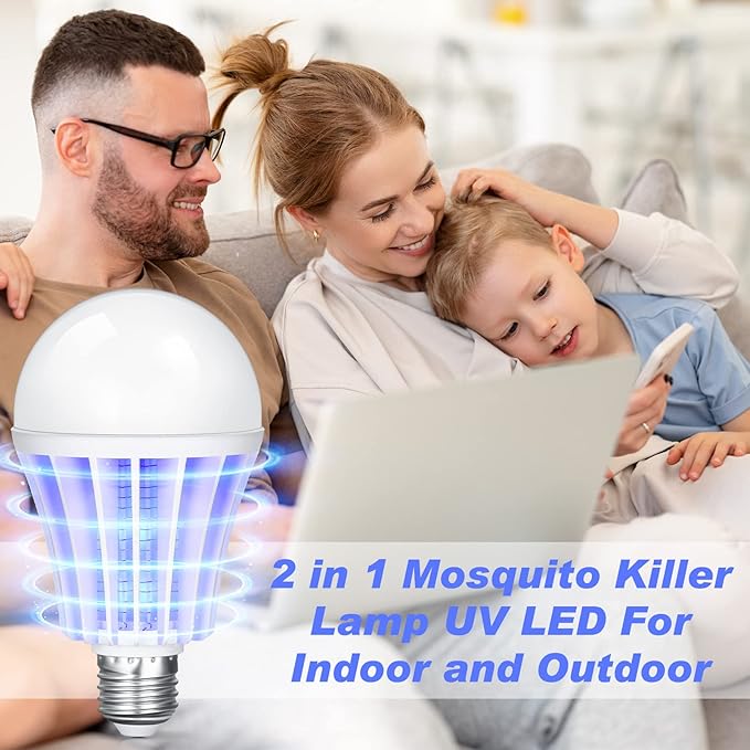 Qualirey 6 Pcs Bug Zapper Light Bulb Bulk 2 in 1 Electronic Mosquito Killer Lamp LED Light for Fruit Flies Bug Fly Insect Mosquito Control, Suitable for Indoor Entryway Patio Doorway Corridor(6 Pcs)