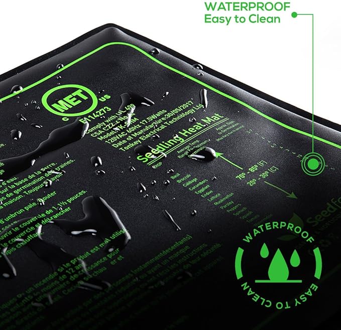 MET Certified 2 Pack Seedling Heat Mat, Seedfactor Waterproof Durable Germination Station Heat Mat, Warm Hydroponic Heating Pad for Indoor Home Gardening Seed Starter(10" X 20")