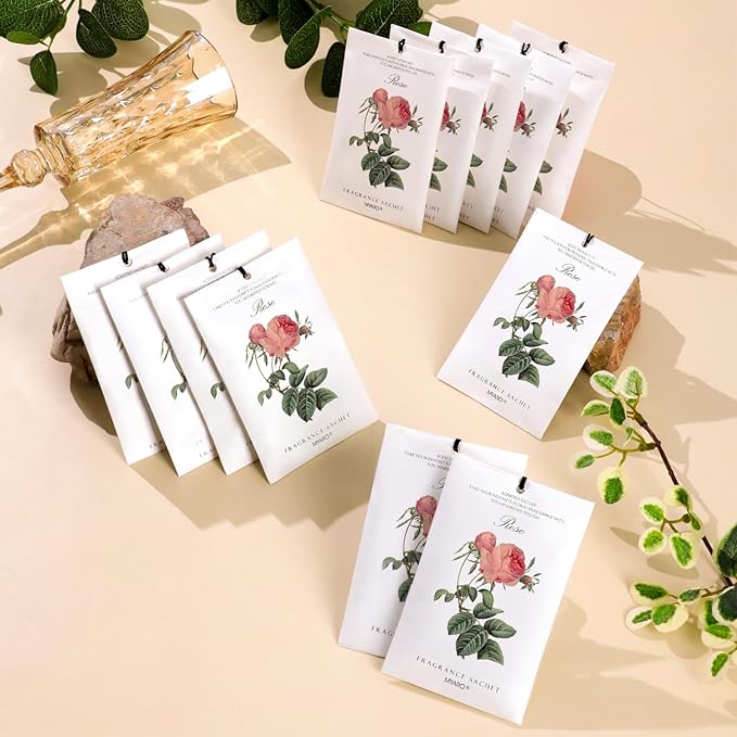 MYARO 12 Rose Sachets for Drawers and Closets, Long-Lasting Sachets Bags Drawer deodorizers Closet Scents Air FreshenerFresh Scents, Home Fragrance for Lover