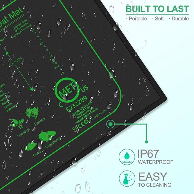 GYTF 21Watts Seedling Heat Mat - MET Standard Warm Hydroponic Heating Pad for Indoor Gardening, Durable Waterproof 10" x 20.75"