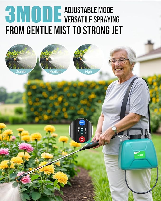 Battery Powered Sprayer 1.3 Gallon, Lightweight Electric Garden Sprayers in Lawn and Garden, 3 Mode Automatic Cordless Weed Sprayer for Yard, Pesticide, Watering, Cleaning