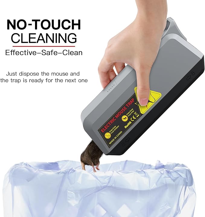 2 Pack Electric Mouse Traps Indoor for Home, Reusable No-Touch Electric Mouse Trap Zapper with Powerful Voltage Effectively Kills Mice in Living Rooms, Kitchens, Garages, and More