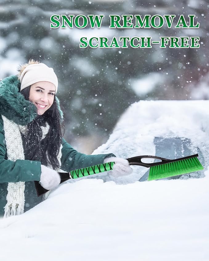 2 Pack 27" Car Snow Brush and Ice Scraper, Detachable Scratch Free Ice Scraper with Ergonomic Foam Grip, Winter Snow Removal Tool for Car Windshield