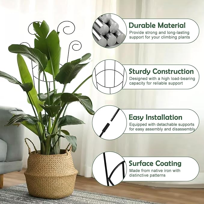 4 Pack Metal Trellis for Climbing Potted Plants Indoor Outdoor - 30 Inch Rustproof Garden Stakes, Plant Support for Monstera Pothos Ivy Hoya Vines, Potted Houseplant (4pack)