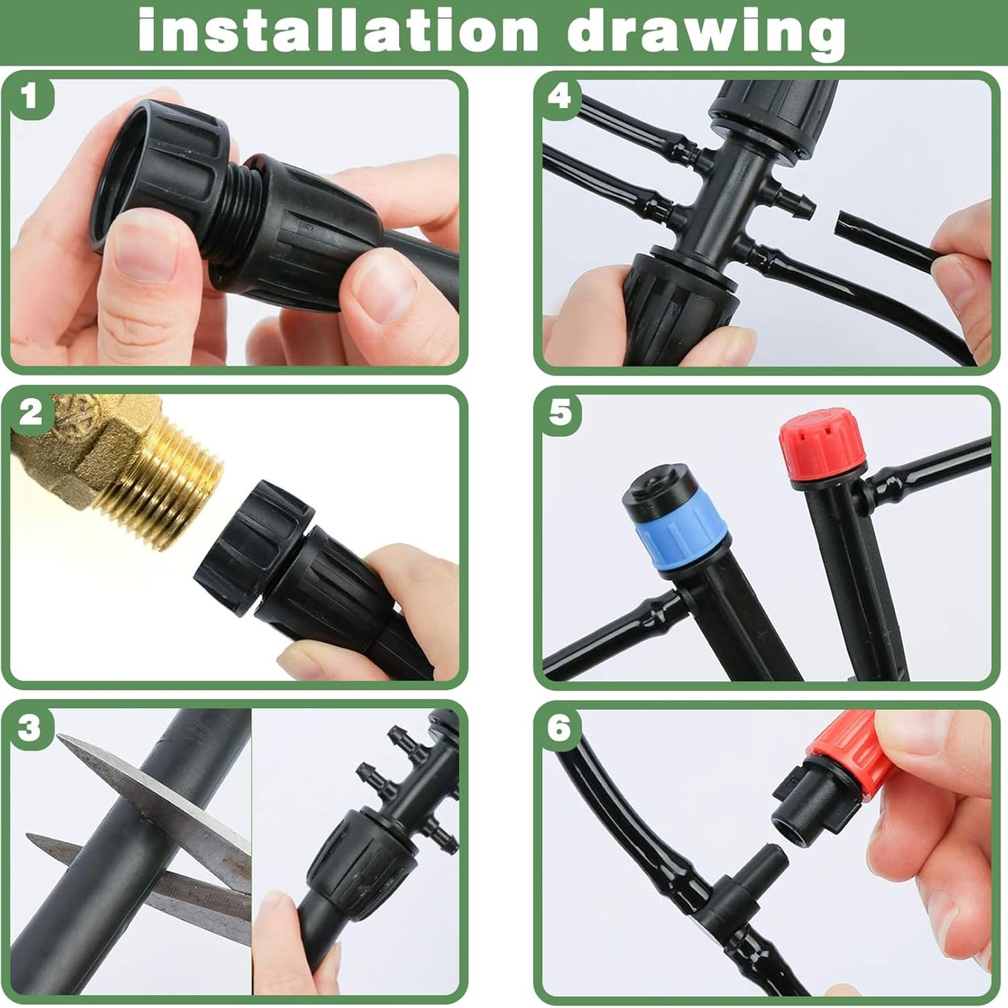 200FT+40FT Drip Irrigation System, Garden Watering System with 8/11mm Main Tubing 4/7mm Distribution Irrigation Tubing and Accessories, Irrigation System for Garden, Greenhouse, Yard, Lawn, Plant