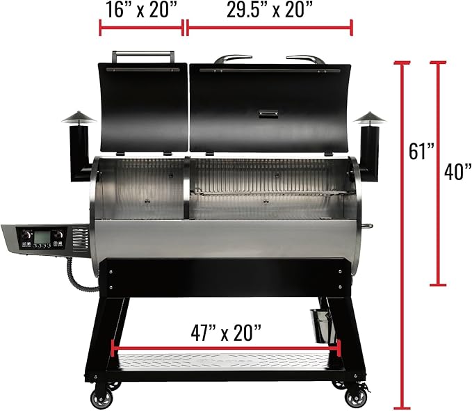 recteq DualFire 1200 Wood Pellet Smoker Grill, Wi-Fi Electric Pellet Grills, Dual Chambers for Hot and Fast + Low and Slow Cooking
