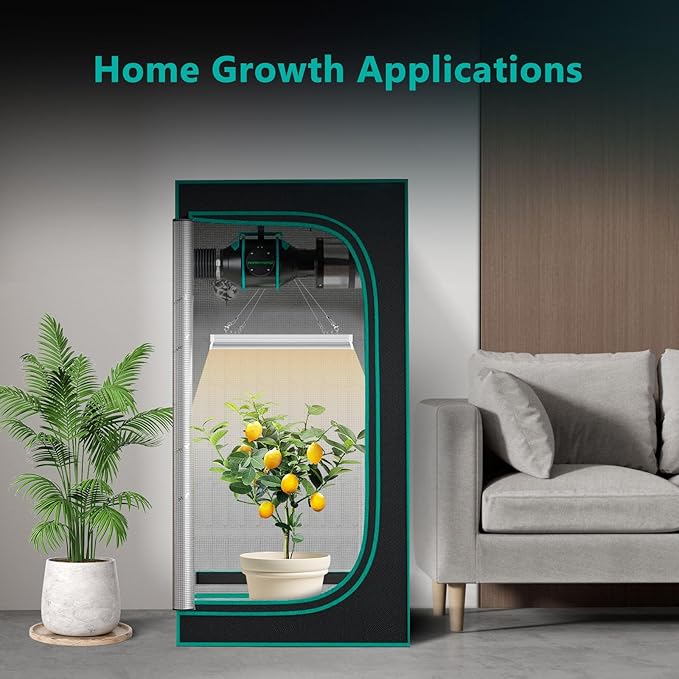 JESLED 80W Full Spectrum Plant Growing Lights with Timer, Plug in Suspended Fixture for 2x2/3x3ft Grow Tent Room, Greenhouse Cultivation, Laboratory Plant Cultivation, 1.4FT