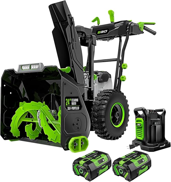 EGO POWER+ 24" Electric Snow Blower, Cordless Self-Propelled 2-Stage, Includes (2) 56 V 7.5Ah Batteries and Dual Port Charger - SNT2405