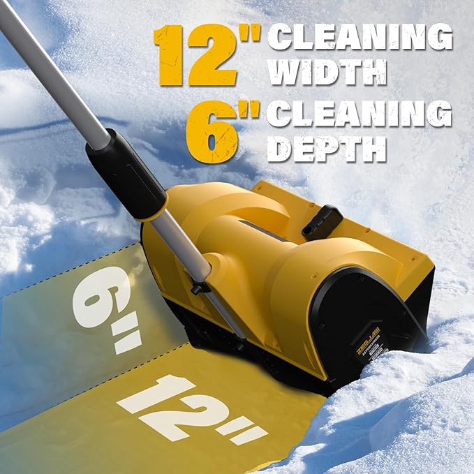 Cordless Snow Shovel,20V 12-Inch Electric Snow Shovel, Snow Blower Cordless with Directional Plate and Adjustable Front Handle, Equipped with LED Lights(4-Ah Battery and Quick Charger Included)