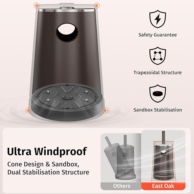 EAST OAK 55,000 BTU Patio Heater with Sand Box, Table Design, Thicker Stainless Steel Burner, Wheels, Triple Protection System, Propane Outdoor Heater for Home and Residential, Commercial Grade, Brown