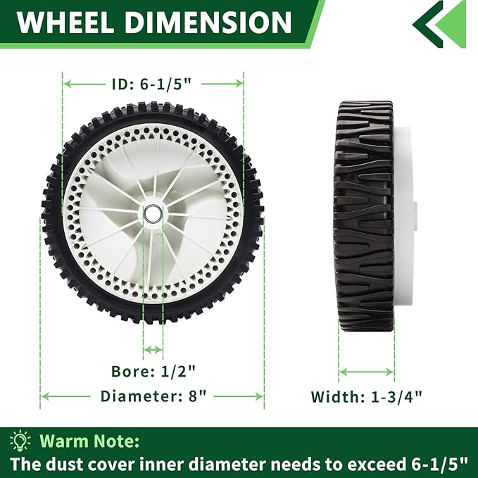 2 Pack Front Drive Wheels Replaces Craftsman Husqvarna 194231X427 532403111 Wheels 8"X1-3/4"