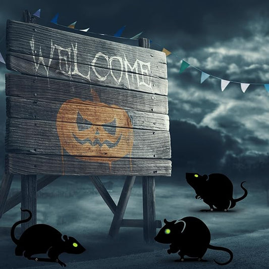 WILLBOND 3 Pack Halloween Metal Black Mouses with Reflective Eyes Halloween Yard Lawn Stakes Garden Scare Animal Silhouette Statues Stakes for Home Yard Outdoor Decorations