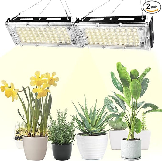 2pcs Hanging Grow Lights for Indoor Plants (20w X2) with Height Adjustable, 4000 Lumen LED Bonsai Houseplant Growing Lamp with On/Off Switch, Grow Light UV-IR Full Spectrum