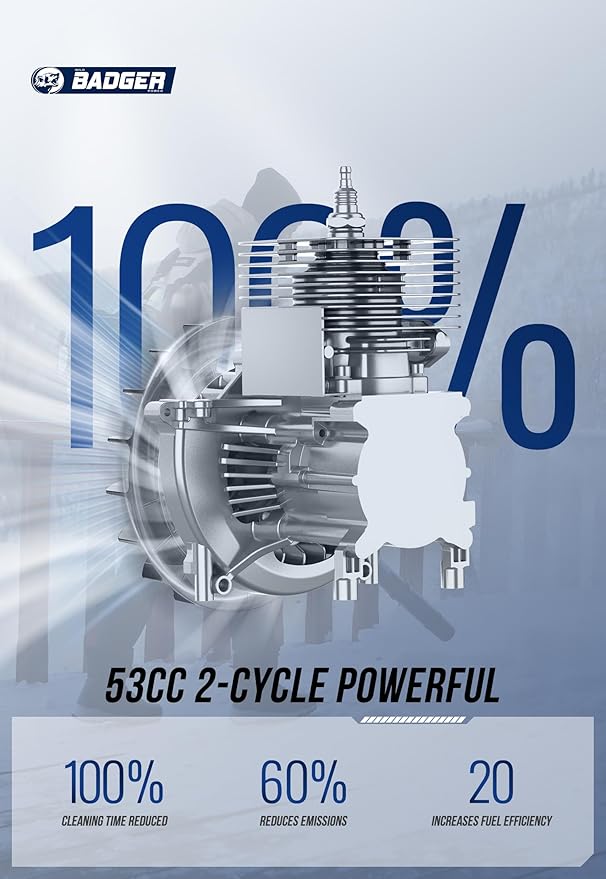 WILD BADGER POWER Leaf Blower Backpack, 53cc Gas Powered Strong Air Flow 559CFM 174MPH, Light Weight 19.6lbs, Ideal for Leaf, Sand, Gravel, Snow, Yard and Driveway