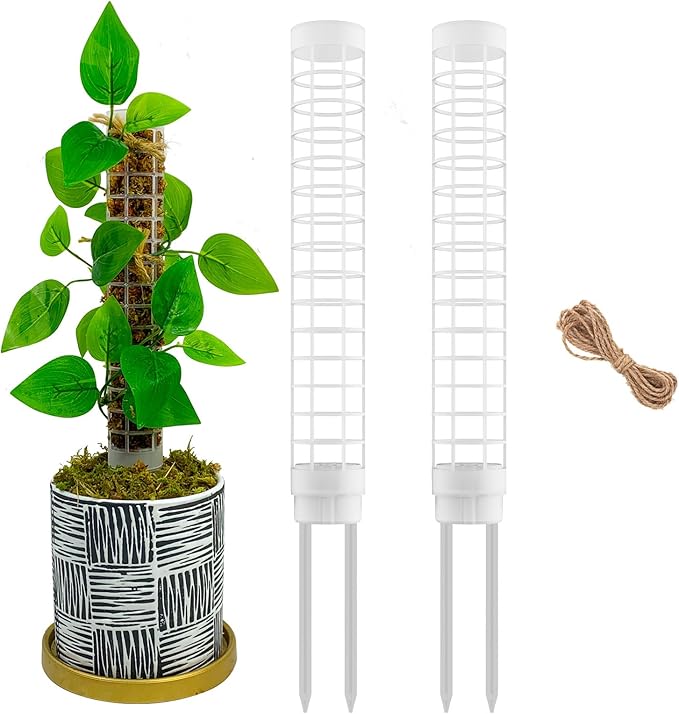 Moss Pole,Small Moss Pole Monstera Plant Support,Plastic Moss Pole for Plants Indoor and Climbing Plants-Mighty Plant Support.(White,2)