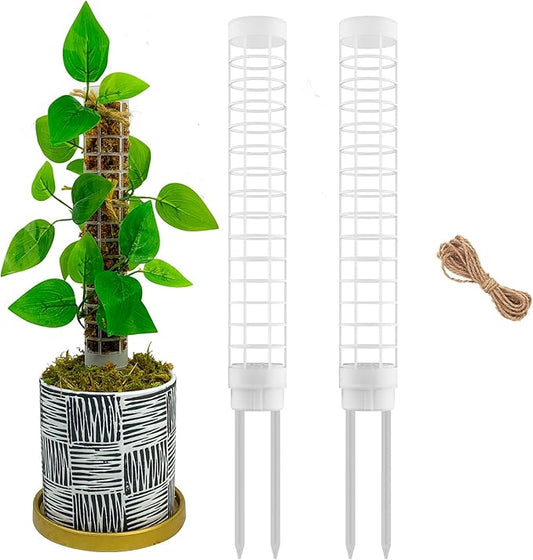 Moss Pole,Small Moss Pole Monstera Plant Support,Plastic Moss Pole for Plants Indoor and Climbing Plants-Mighty Plant Support.(White,2)
