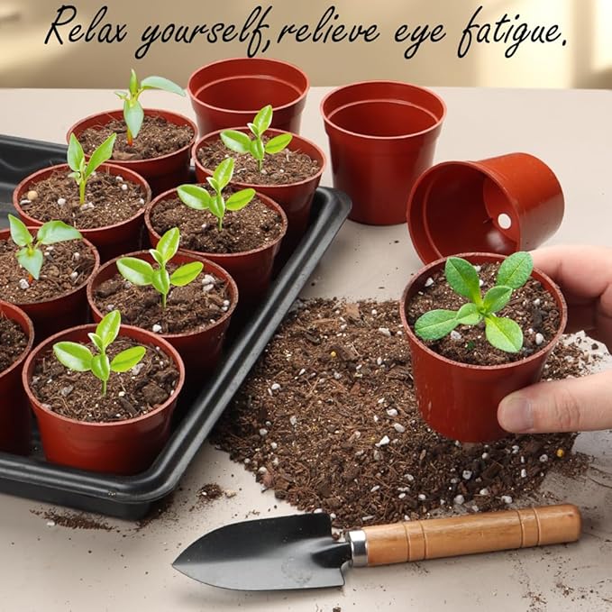 100-Pack 2.5 inches Plus Tiny Round Plant Pots Succulent Seedling Nursery Pots Made from Virgin Grade PP Material(Tiny, 68mm2.5 inch)