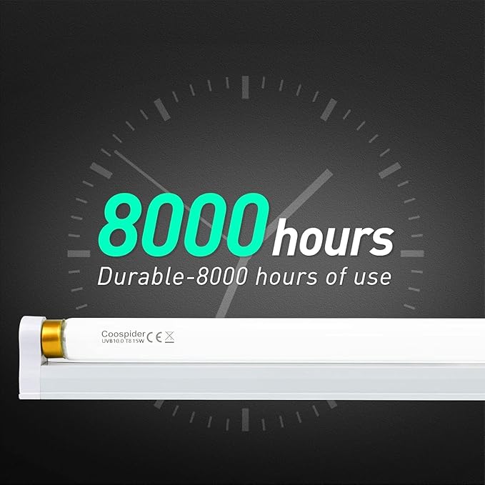 Hypool T8 Strip UVB UVA Reptile Lighting Fixture with 18-Inch 15 Watt UVB 10.0 Fluorescent Bulb Combo Kit 10-Percent UVB Desert Pet Habitat Light for Reptiles Amphibian-1 Pack