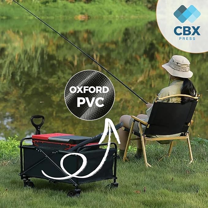 Heavy-Duty Collapsible Cart with Wheels – 220 lbs Capacity, Foldable Utility Cart for Camping, Beach, Sports, Garden & Grocery Use