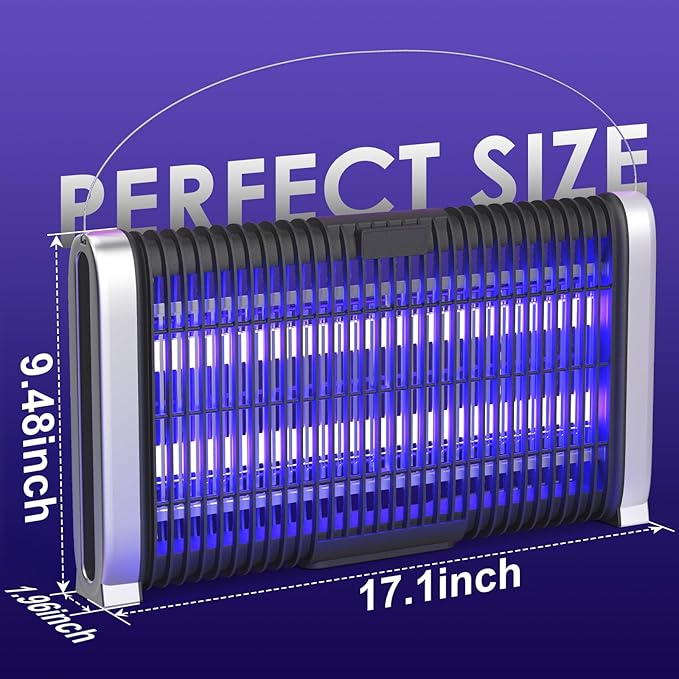 LED Bug Zapper Indoor,Electric Indoor Fly Zapper- 10 Years Lifespan Lamp-Fly,Mosquito Killer and Repellent - Lightweight, Powerful 3000V Grid, Includes Hooks String Brush and Manual (Black)