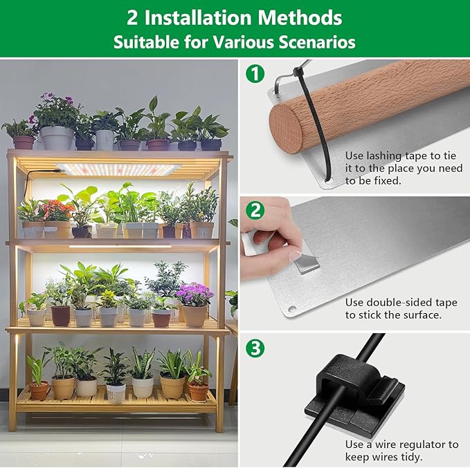 Grow Light, Full Spectrum Under Cabinet Plant Lights for Indoor Growing Seedling 3 Panels, Large Area Illumination 414 LEDs Lightweight Grow Lamp with UL Adaptor 16 Hour Timer