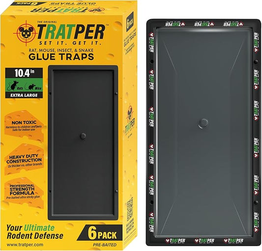 Glue Traps for Mice,Rat,Mouse,Snake,Lizard,Insect. 6 Pack. Extra Strength,Pre-Baited Adhesive.Heavy Duty Plastic Tray.Non-Toxic,Chemical-Free Pest Control for Home. 6Pack