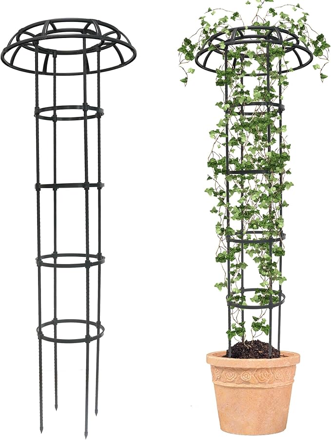 Garden Trellis for Climbing Plants, 2 Pack 65 Inch Mushroom Top Trellis for Climbing Plants, Plant Trellis Support for Potted Plants Climbing Vine Rose Clematis Vegetable Outdoor Indoor