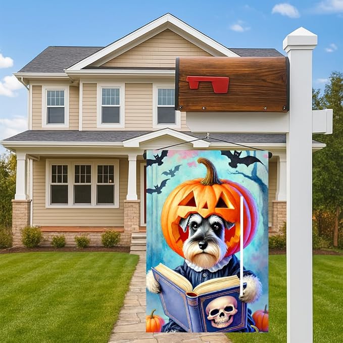 Halloween Pumpkin Dog Garden Flag 12x18 Inch Double Sided Fall Polyester Yard Flag