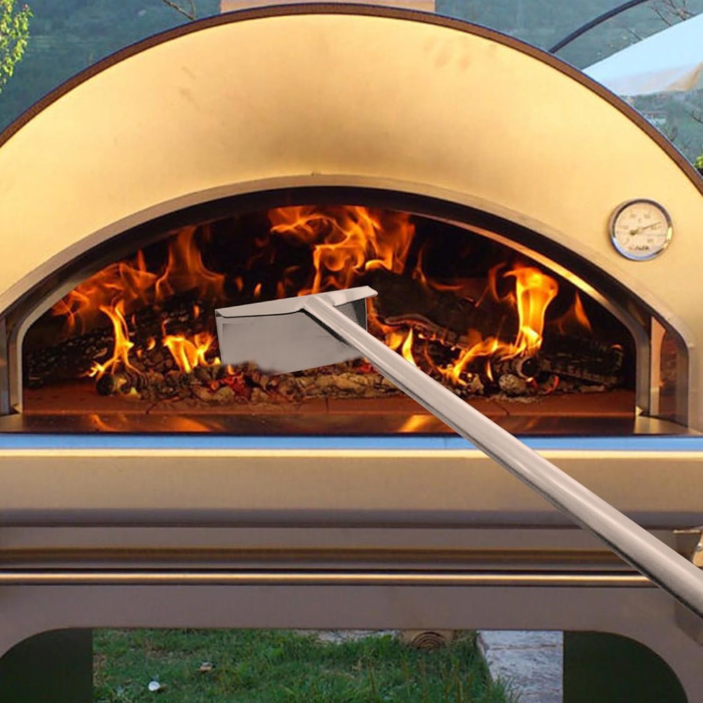 Coal Rake Grill Ash Tool, BBQ Charcoal Stainless Steel Rake for Pizza Oven - 32 Inches