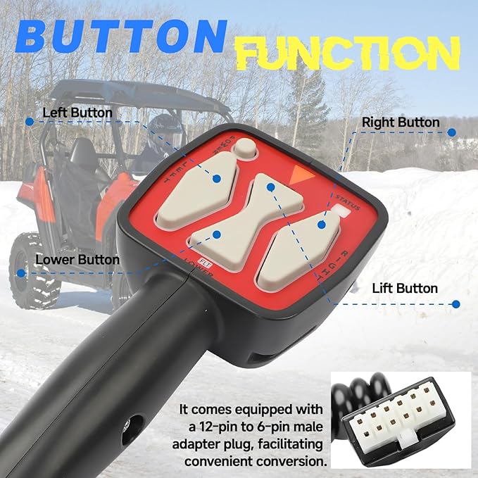 Snowplow Handheld Controller Fit for Western 56462 | SAM 1306902 | Fisher 9400, Straight Blade Plows, 6 Pin Plug Hand Held Controller