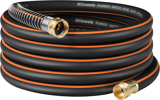 30FT x 5/8" Garden Hose, Heavy Duty Rubber Garden Water Hose, 300 PSI Working, 1000 PSI Burst, Swivel Handle with Stainless Steel Ring, 5-Layer Braided, All-Weather Outdoor Use, BG30GH06