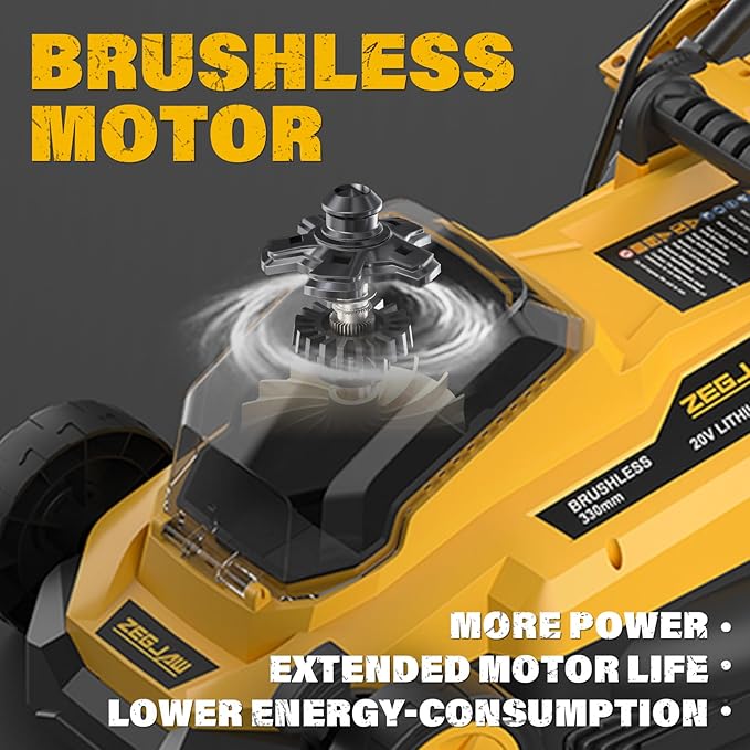 Electric Lawn Mower, 13-Inch 20V Electric Lawn Mower Cordless, 4.0Ah Battery and Charger Included, 2-in-1 Push Lawnmower with Grass Collection Bag, Adjustable 5-Positions Cutting Height