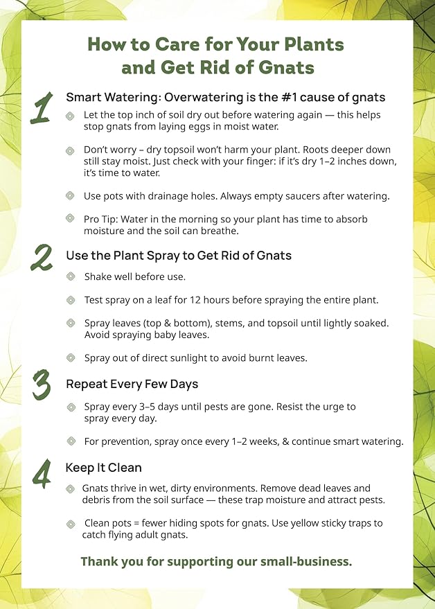 Kate's Home & Garden Plant Spray for Insects & Getting Rid of Gnats with 12 Sticky Traps. Fungus Gnat Killer & Bug Spray for Indoor Plants (16oz, Peppermint, Pet Safe, Non Toxic)