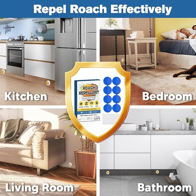 Roach Repellent, Cockroach Repellent Indoor Home, Roaches Deterrent, Keep Roaches Away, Pet Safe Roach Repeller Outdoor, Get Rid of Roaches-8P