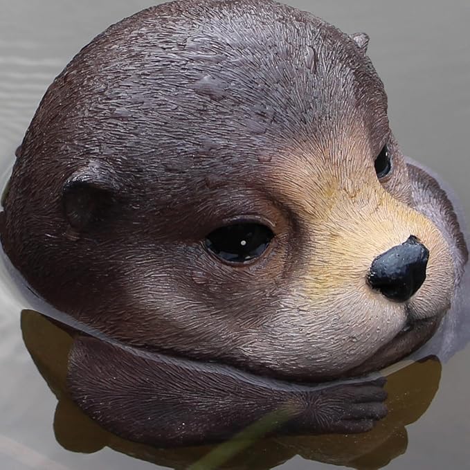 Floating Otter Head Resin Art, Waterproof Pond Float, Decorative Animal Sculpture, Garden Lake Decor, Duck Deterrent, Artistic Resin Decor for Outdoor Use (1 PC)