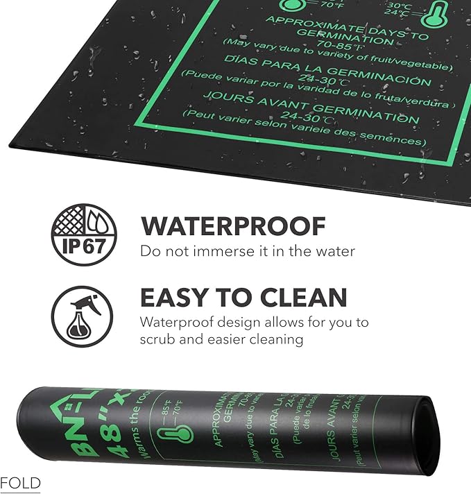 BN-LINK Seedling Heat Mat Warm Hydroponic Heating Pad Waterproof 48" x 20.75" for Seed Starting Greenhouse and Germination