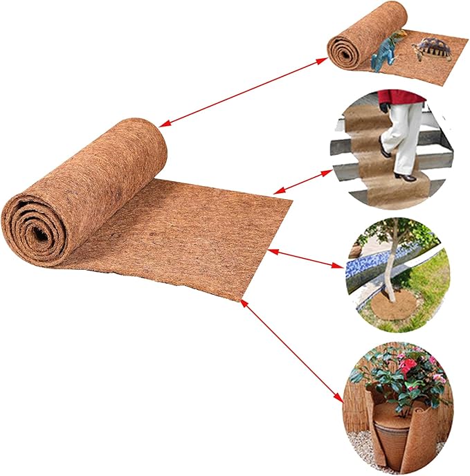 1 Rolls 32x80 Inch(80cm*200cm) Coco Liner Roll Natural Coconut Fiber mat Coconut Liners for Planter Flower Basket No-Slip Ice and Snow Carpet Mats Animal pet pad